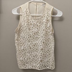 Charming Charlie Cream Lace Sleeveless Blouse